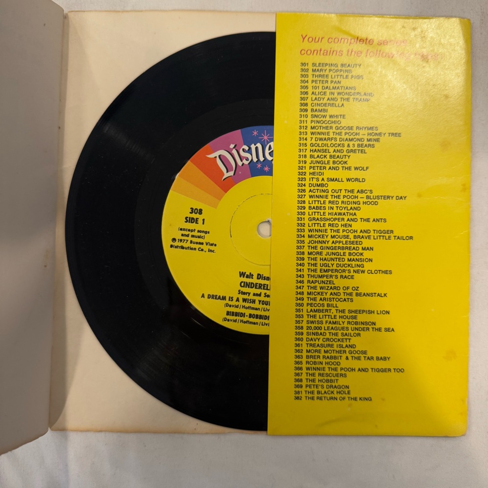 Vintage Disney Books with Records included; Cinderella Peter Pan Mary Poppins - Picture 4 of 14